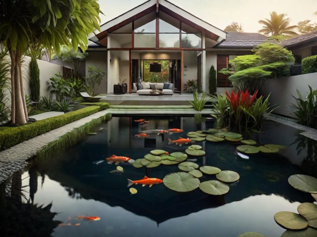 Kolam Ikan Koi Yang Mewah