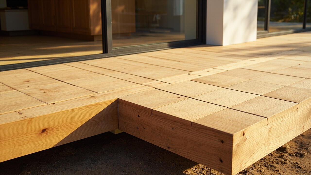 ground level floating attached deck comparison