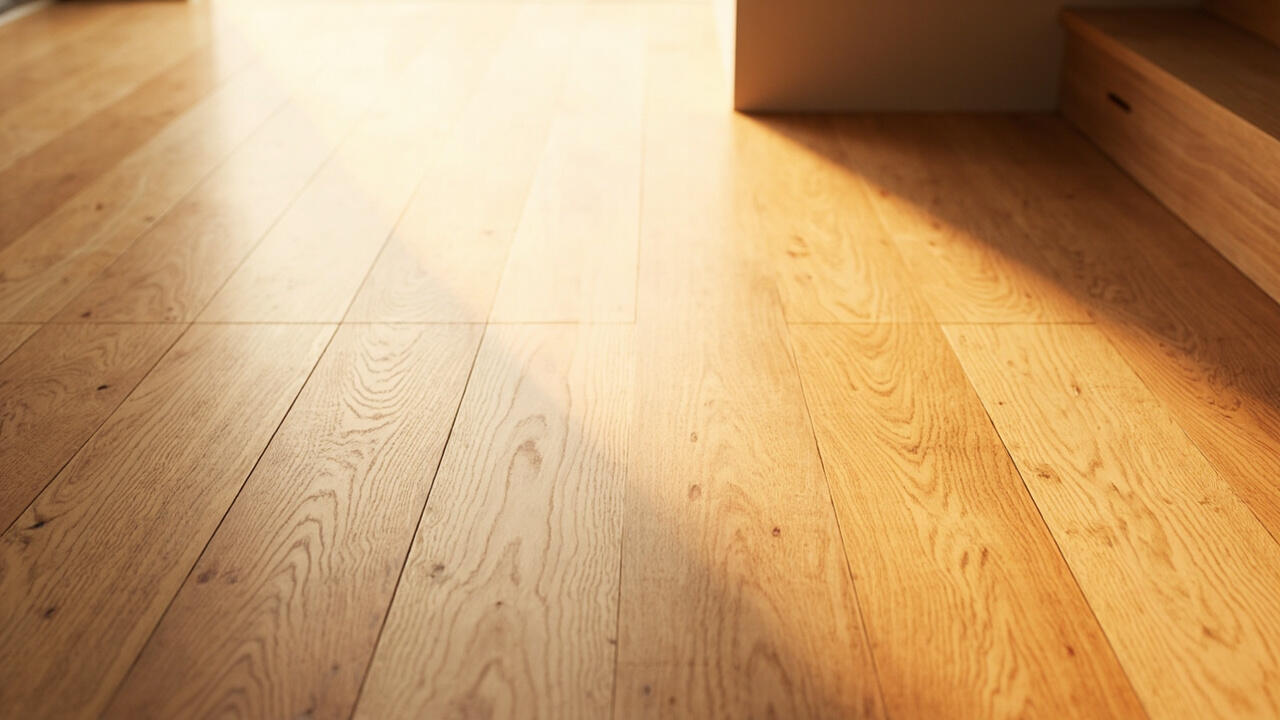 Lantai SPC vinyl lembaran kayu di ruang keluarga Indonesia